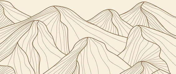 Wall Mural - Mountain line arts illustration. Hand drawn style. Abstract mountain contemporary aesthetic backgrounds landscapes. use for print art, poster, cover, banner, template