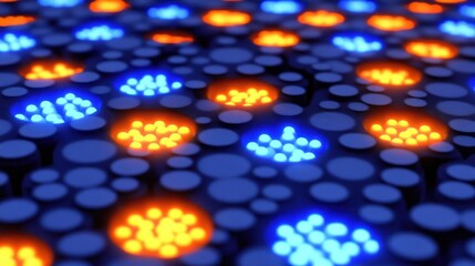 Poster - Illuminated Clusters In A Dark Blue Pattern