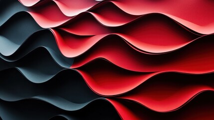 Aufkleber - Abstract Red and Black Wavy Paper Design