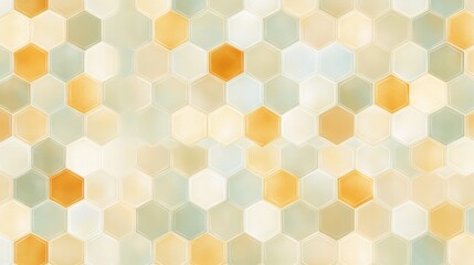 Poster - Abstract Honeycomb Pattern in Beige Gold and Green Hues