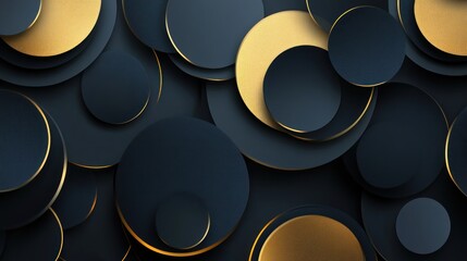 Poster - Abstract Gold And Dark Blue Circular Design