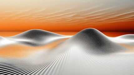 Poster - Abstract White Hills Against Orange Sky Digital Art