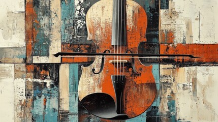 Poster - Abstract Cello Painting Modern Art Canvas Artwork