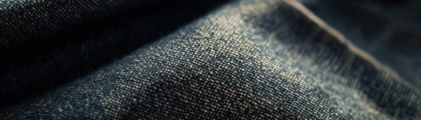 Poster - Detailed Close Up Of Dark Denim Fabric Texture