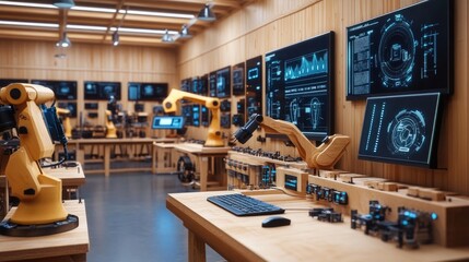 Aufkleber - Modern Robotic Workshop With Advanced Technology Displays