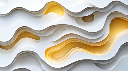 Aufkleber - Abstract White and Yellow Layered Wave Design