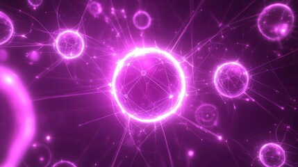 Poster - Glowing Purple Orbs Connected By Energy Lines