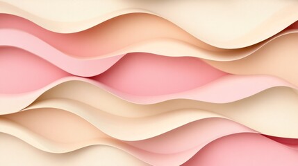 Aufkleber - Abstract Pastel Waves of Soft Pink and Cream