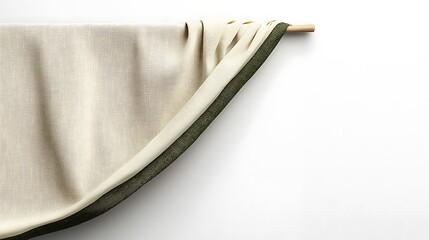 Wall Mural - Elegant fabric draped over a wooden rod, showcasing texture and color contrast against a white background