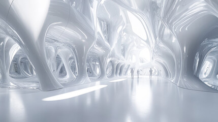 Poster - 360 degree full panorama environment map of futuristic white organic environment 3d render illustration hdri hdr vr virtual reality. 3D Illustration