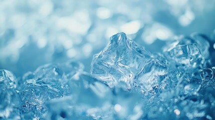 Poster - Closeup View of Sparkling Blue Ice Crystals