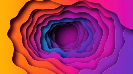 Aufkleber - Abstract Colorful Layered Paper Design Wave Pattern