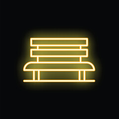 Poster - yellow neon sign depicting a park bench on black background