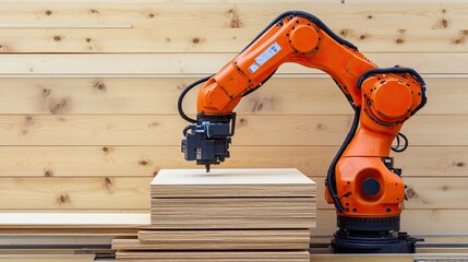 Poster - Robotic Arm Working with Stacked Wood Panels