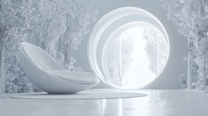 Poster - Abstract empty white interior futuristic studio room 3d render illustration
