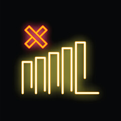 Poster - neon style icon showing no signal bars for mobile phone or internet connection