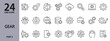 © Alex - Gear line icons set with Settings, Repair, Setup, Gearwheel, Spanner, Machinery, Mechanism, Smartphone, Tool, Process and more. Editable Stroke
