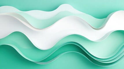 Aufkleber - Abstract Mint Green and White Wave Paper Design