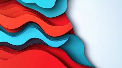 Aufkleber - Abstract Red And Blue Layered Wave Design