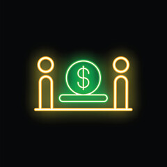 Poster - Businessmen negotiating over money neon sign on black background