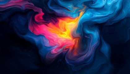Aufkleber - Intertwined Waves of Vibrant Colors on a Black Background, Abstract Vector Graphic, Dynamic Motion