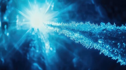 Poster - Blue Ice Crystal Formation Glowing Brightly