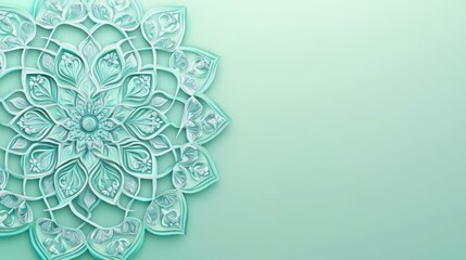 Wall Mural - Elegant Aqua Mandala Design on Soft Green Background