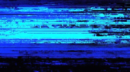 Poster - Abstract Blue Glitch Art Digital Noise Texture