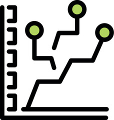 Poster - Line chart is growing, showing positive business development and increasing statistics with three green points