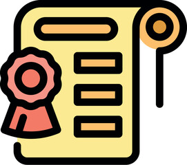 Poster - yellow diploma scroll with red ribbon representing graduation, achievement, and academic success