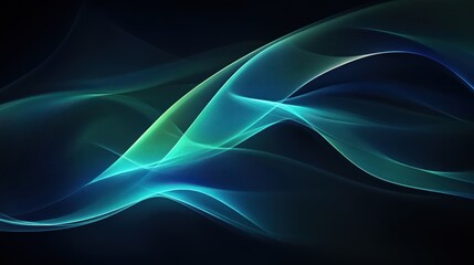 Poster - Abstract Teal and Blue Wave Forms Design