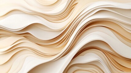 Aufkleber - abstract beige and white paper wave pattern