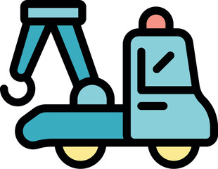 Poster - simple colorful tow truck icon representing vehicle recovery and emergency services
