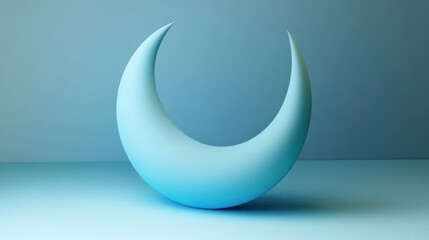 Aufkleber - Crescent Moon Shape Abstract Blue Minimalist Design