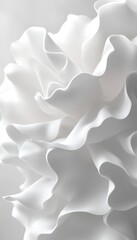 Wall Mural - Abstract Background With Soft, White, 3D Wave Pattern, Monochromatic Texture, Minimalist Design