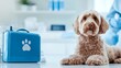 © Katsiaryna - Dog at the veterinarian's office waiting for a check-up surrounded by medical supplies and caring staff