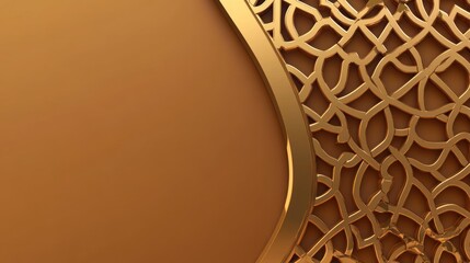 Poster - Golden Ornate Design on Brown Background