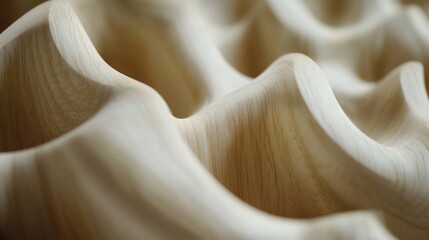 Poster - Abstract Wooden Sculpture With Wavelike Form
