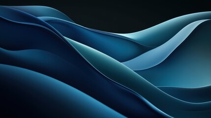 Wall Mural - Abstract Blue Waves Flowing Dark Background