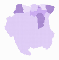 Poster - suriname dotted map. digital style map of the country on white background. suriname shape with squar
