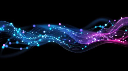 Poster - Abstract glowing wave lines with vibrant light particles