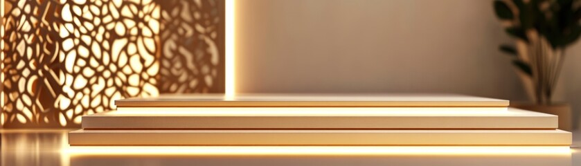 Aufkleber - Illuminated Three Tiered Display Platform with Background Pattern
