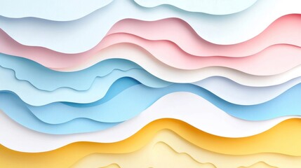 Aufkleber - Abstract Pastel Waves Layered Design