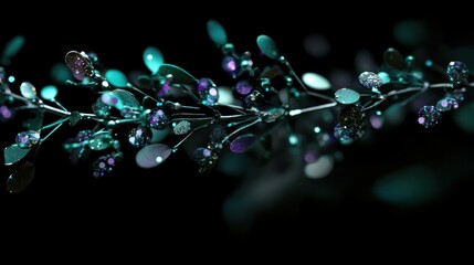 Aufkleber - Glittering Teal Branch with Sparkling Orb Decorations