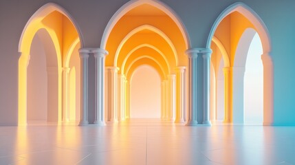 Poster - Illuminated Columns Archway Interior Design