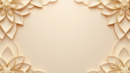 Wall Mural - Elegant Gold and Beige Floral Frame Design