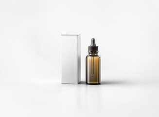 Aufkleber - clean studio shot of a bottle with a dropper and a box using double exposure effect for a modern and