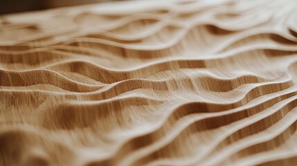 Poster - Wooden Surface with Wavelike Carvings Abstract Texture