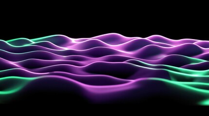 Poster - Abstract Purple and Green Wavy Landscape