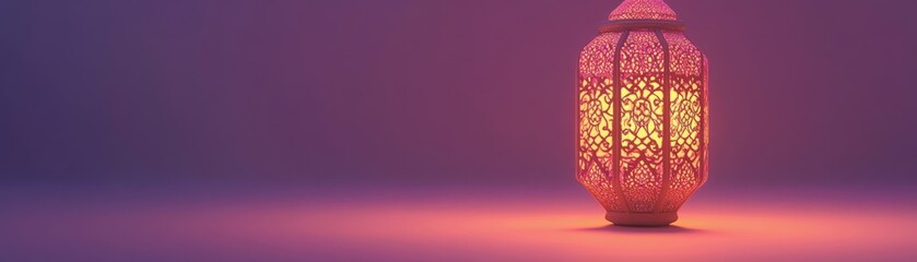 Aufkleber - Illuminated Ornate Lantern Glowing Softly In Purple